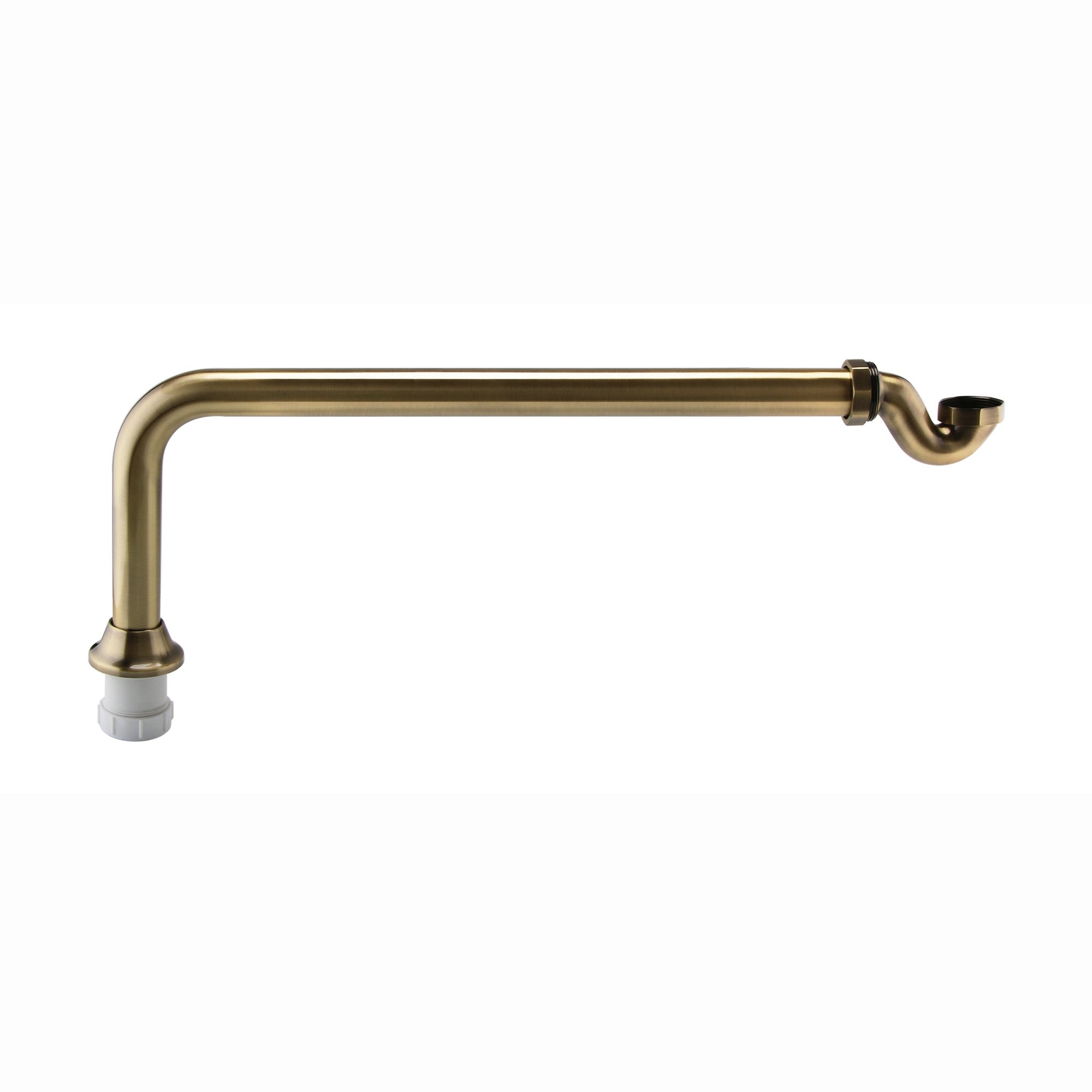 Traditional exposed shallow seal bath trap & pipe - antique brass